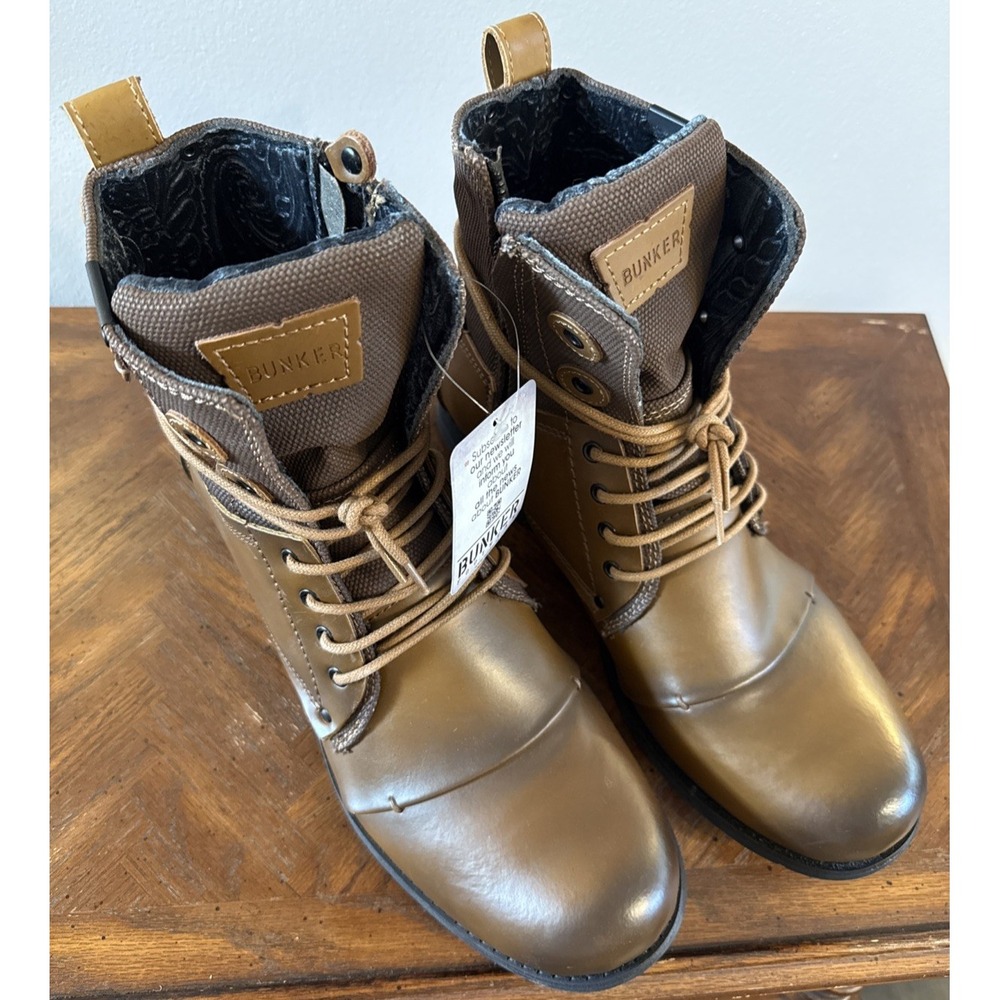 Bunker Tara Boots Women Size 11 Brown New TAR-SP3 Zipper Laces Combat Mid-Calf